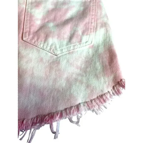 PacSun Tie-Dye High Rise Denim Jeans Mini Skirt | Pink | sz 24 NEW - Picture 7 of 11